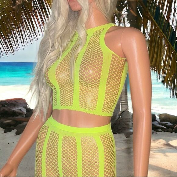 Feels Good On! Fishnet 2-piece Black Cage Top & Bottom Set l Swim/Sleepwear - Picture 5 of 9